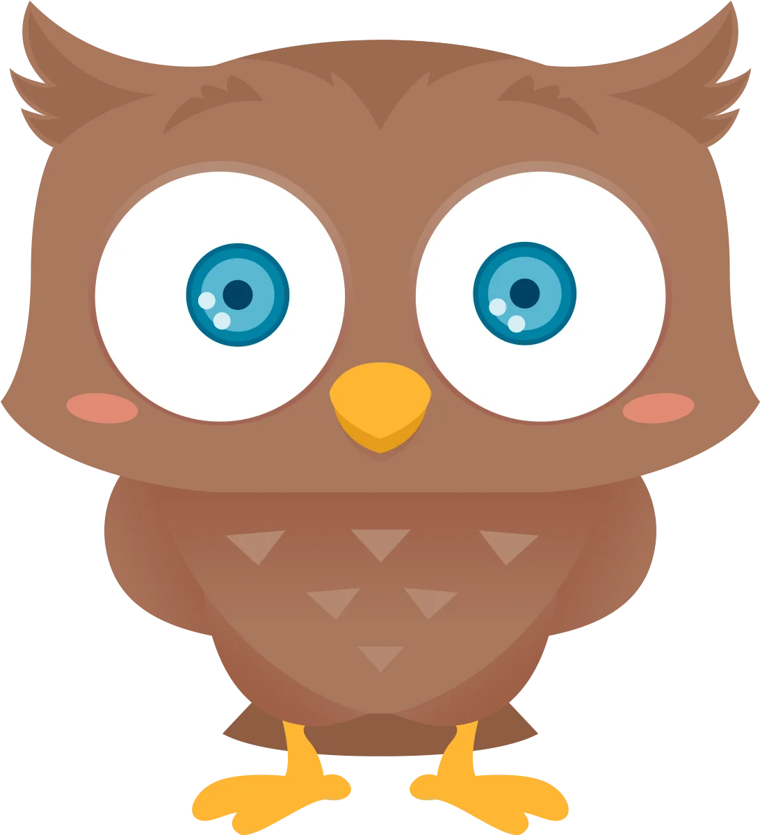 Adorable Big-Eyed Brown Cartoon Owl Clipart with Charming Blue Eyes