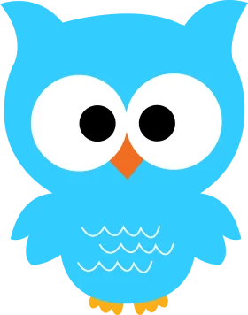 Adorable Blue Baby Owl Clipart with Big Expressive Eyes and Cute Design