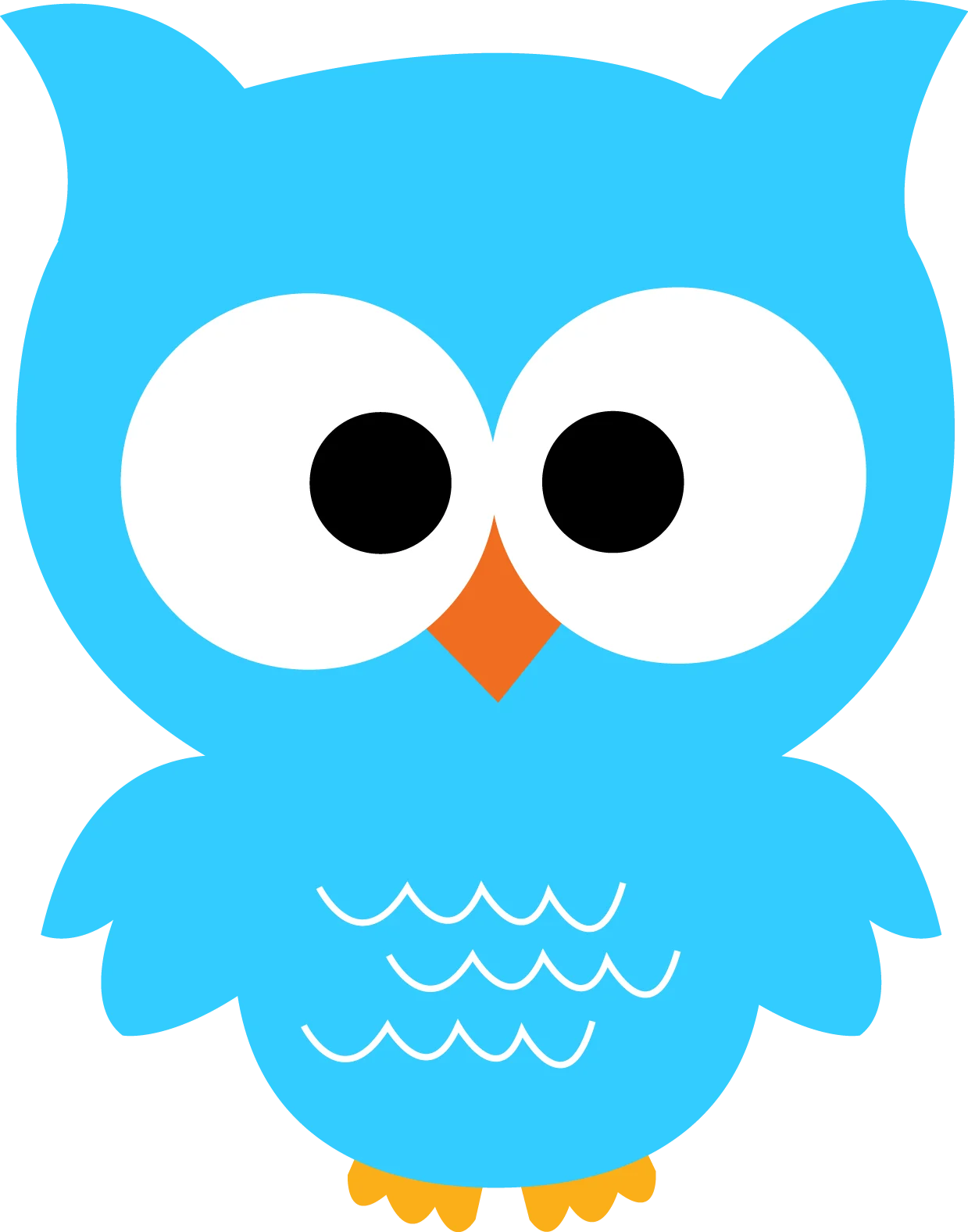 Adorable Blue Baby Owl Clipart with Big Expressive Eyes and Cute Design