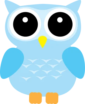 Adorable Blue Cartoon Owl Clipart with Large Expressive Eyes