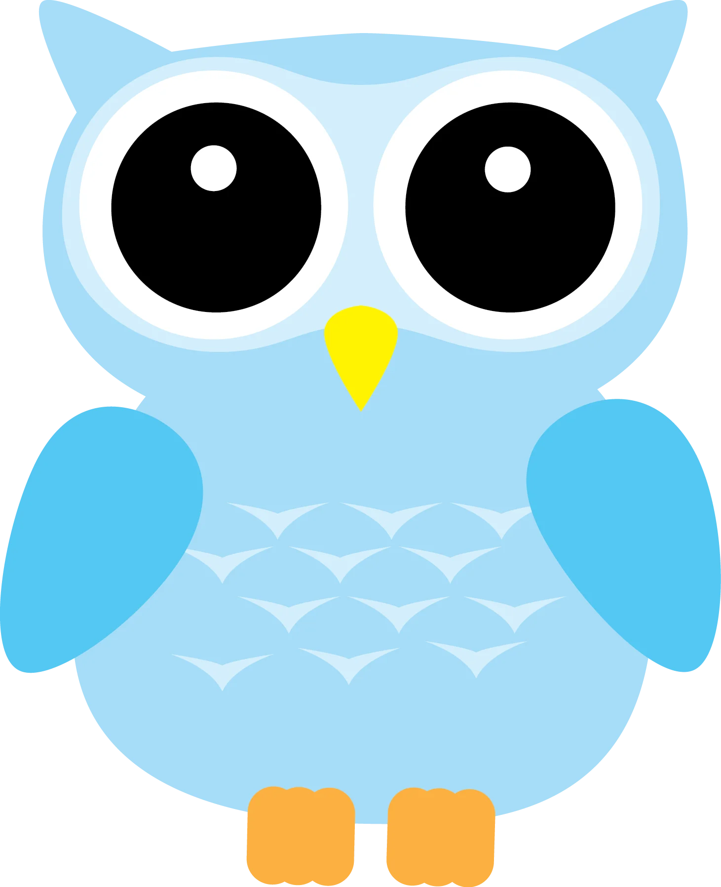Adorable Blue Cartoon Owl Clipart with Large Expressive Eyes
