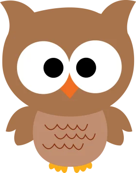 Adorable Brown and White Cartoon Owl Clipart with Large Expressive Eyes