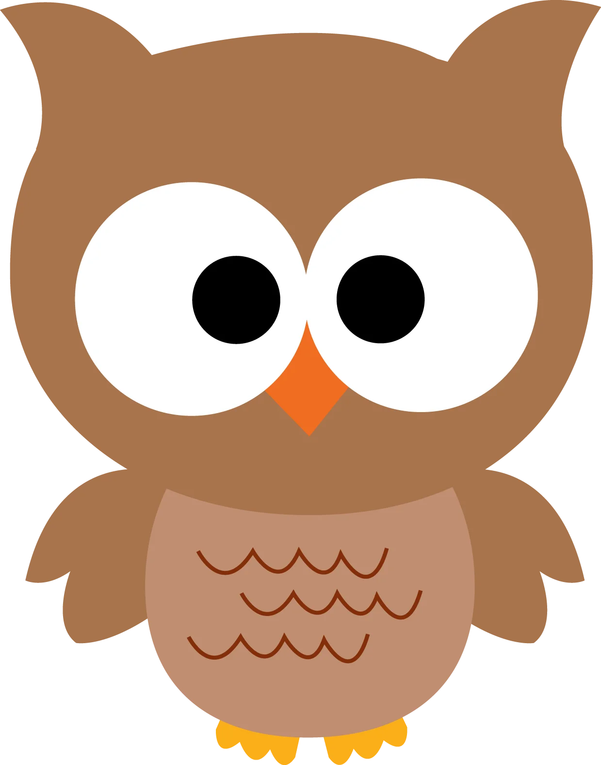 Adorable Brown and White Cartoon Owl Clipart with Large Expressive Eyes