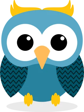 Adorable Cartoon Blue Owl Clipart with Whimsical Chevron Texture and Large Eyes
