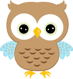 Adorable Cartoon Owl Clipart with Big Eyes and Soft Color Palette