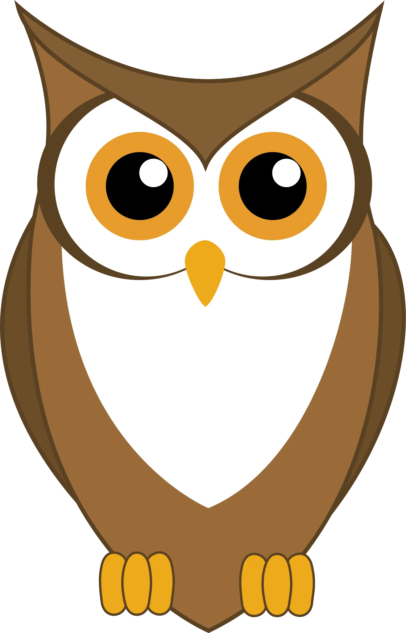 Adorable Cartoon Owl Clipart with Large Expressive Eyes and Warm Brown Tones