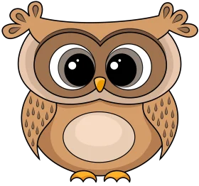Adorable Cartoon Owl Clipart with Large Expressive Eyes and Soft Eartufs