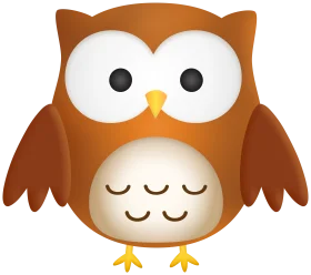 Adorable Cartoon Owl Clipart with Large Eyes and Soft Brown Feathers