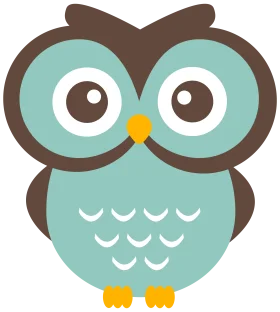 Adorable Cartoon Owl Clipart with Soft Teal and Brown Color Palette