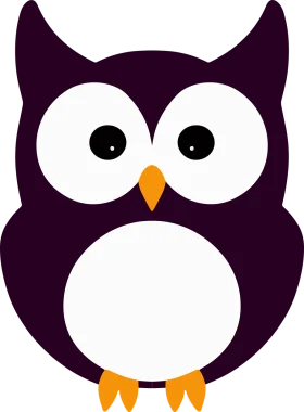 Adorable Dark Purple Cartoon Owl Clipart with Big Eyes and Charming Design