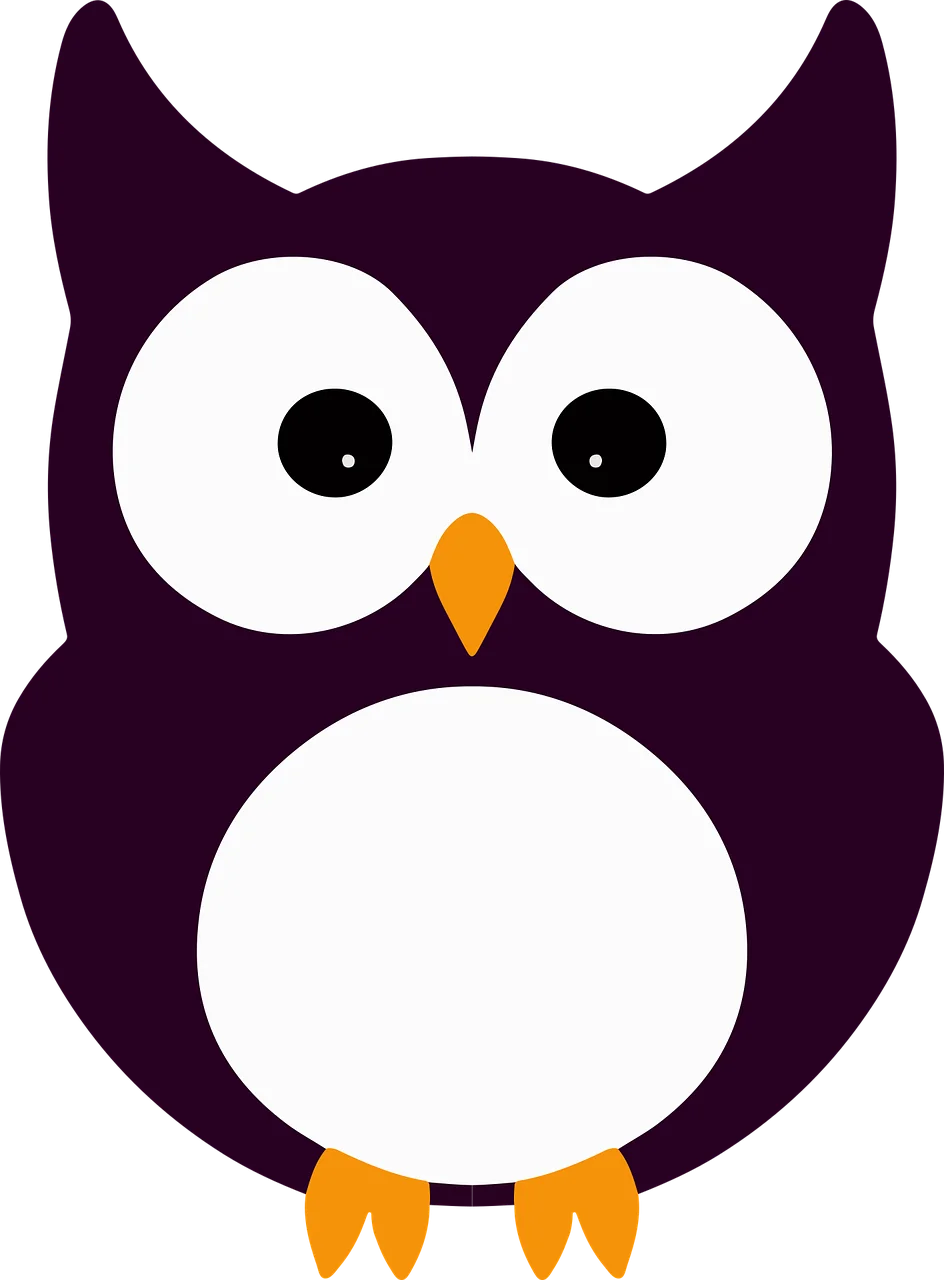 Adorable Dark Purple Cartoon Owl Clipart with Big Eyes and Charming Design