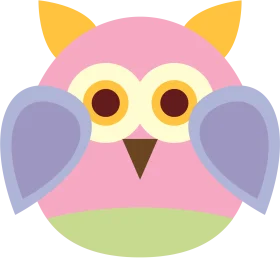 Adorable Geometric Pastel Owl Clipart with Soft Rounded Shapes and Playful Design