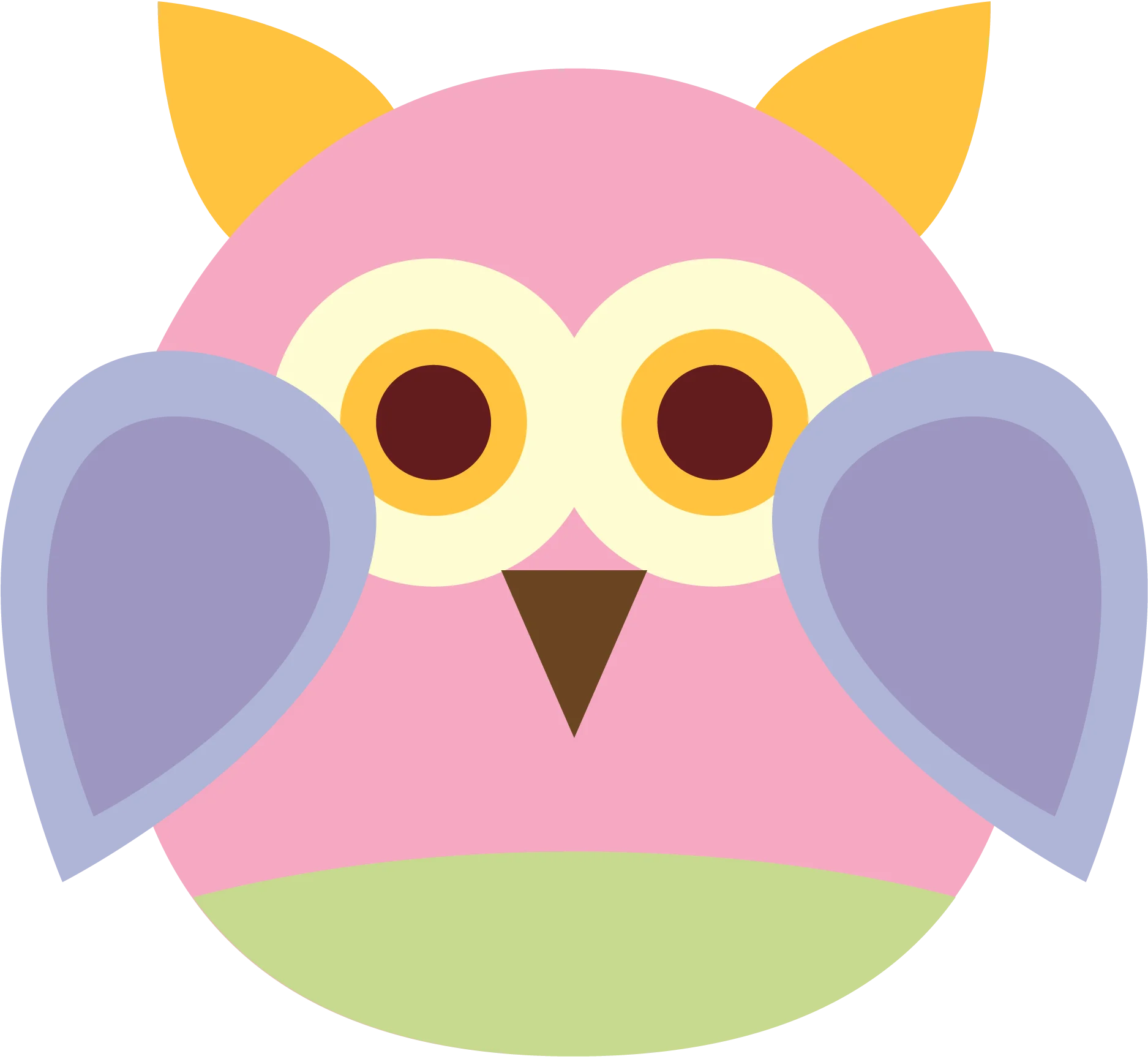 Adorable Geometric Pastel Owl Clipart with Soft Rounded Shapes and Playful Design