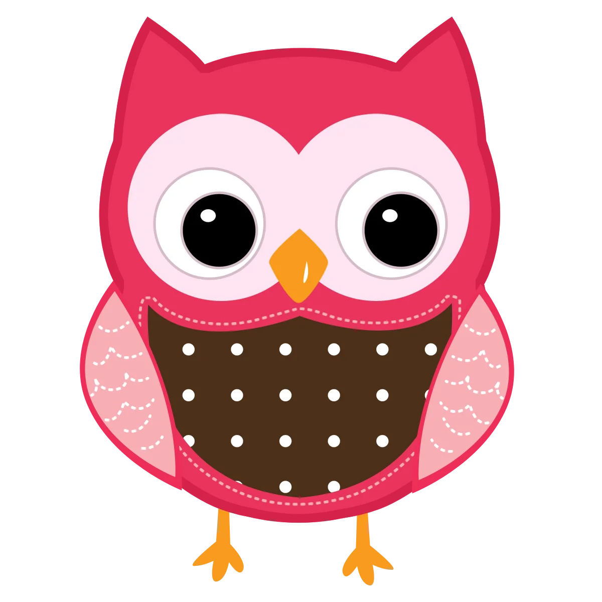 Adorable Pink and Brown Cartoon Owl Clipart for Kids Design