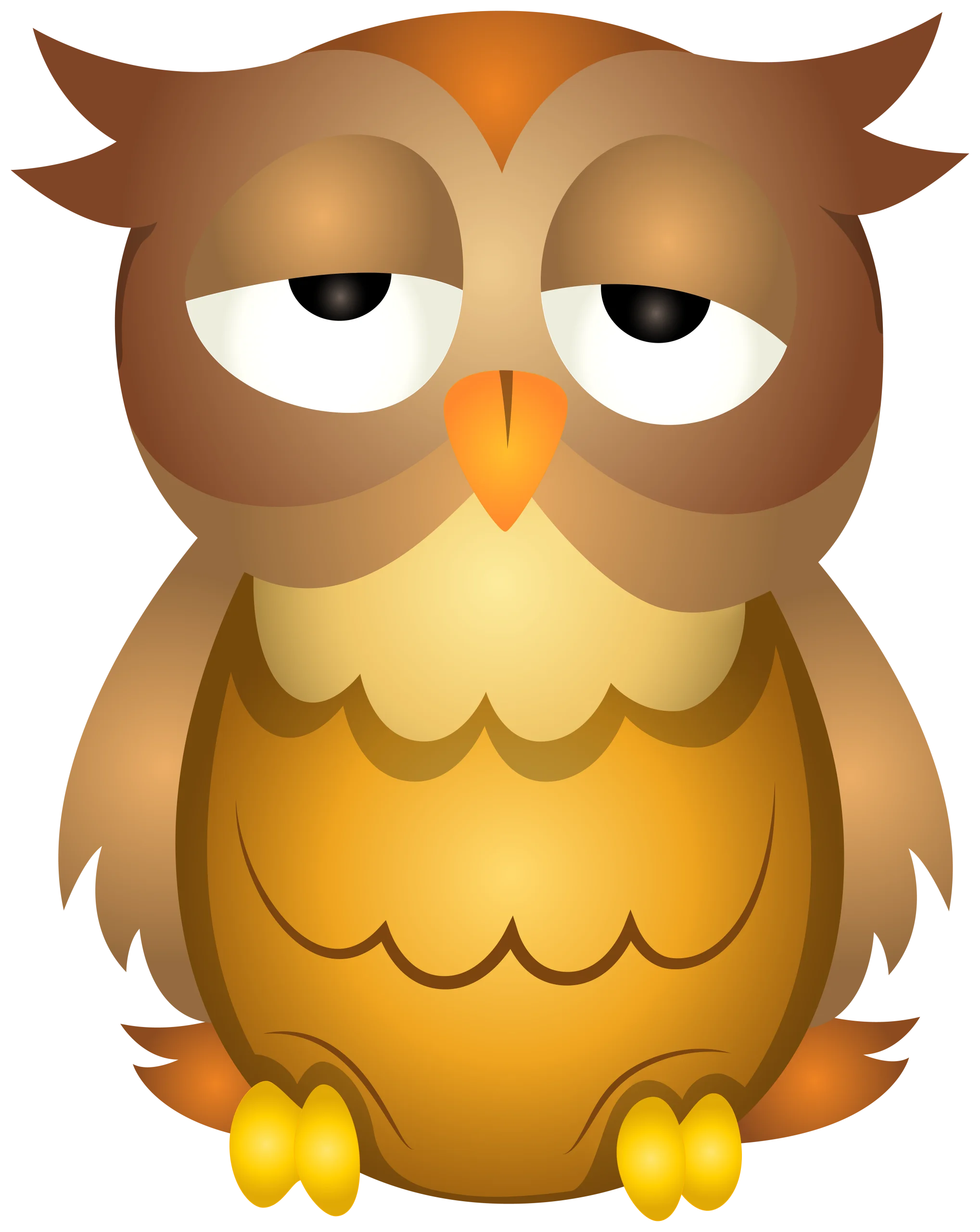 Adorable Sleepy Gradient Owl Clipart - Cute Cartoon Woodland Creature Design