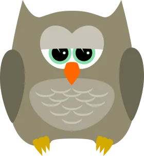 Adorable Whimsical Woodland Owl Clipart with Large Expressive Eyes