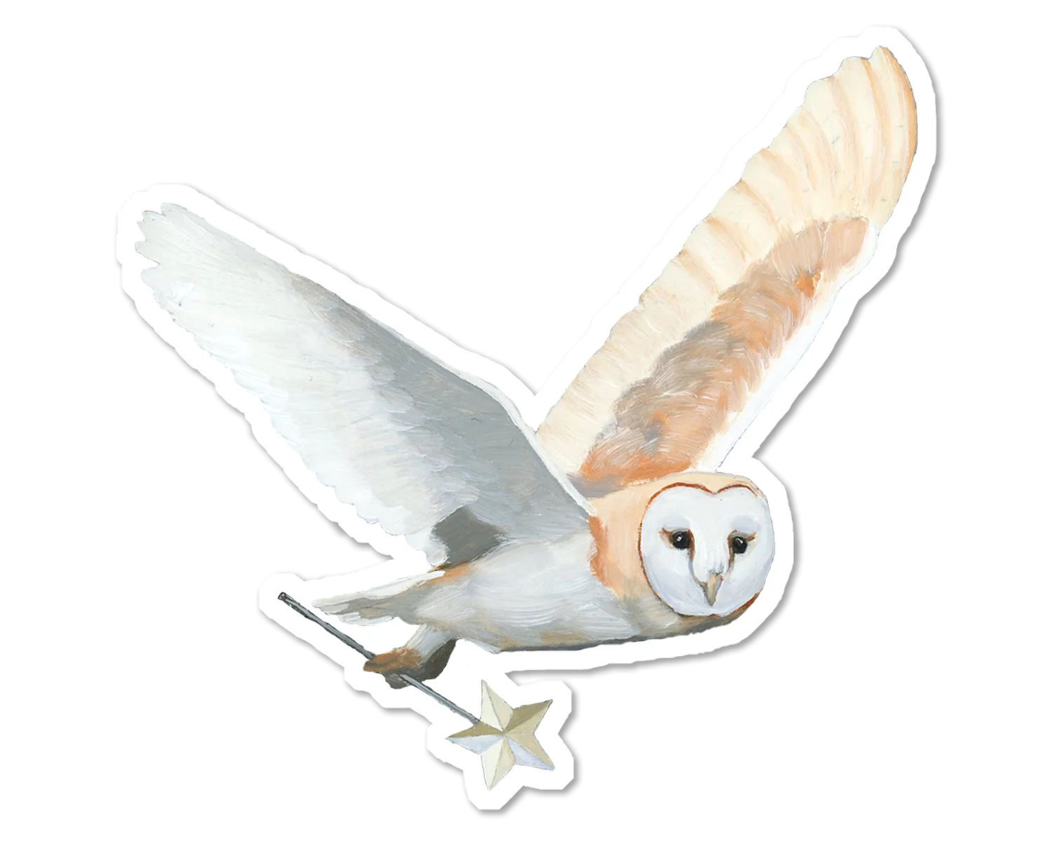 Elegant Barn Owl in Flight Watercolor Clipart Illustration with Soft Feather Textures