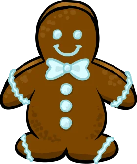 Adorable Brown Gingerbread Man Clipart with Cheerful Frosted Decorations