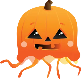 Adorable Whimsical Jack-o-Lantern Clipart with Playful Tentacle-Like Features