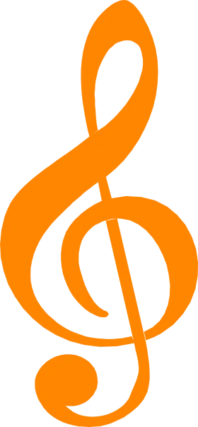 Bright Orange Treble Clef Musical Symbol Clipart Design for Musical Compositions