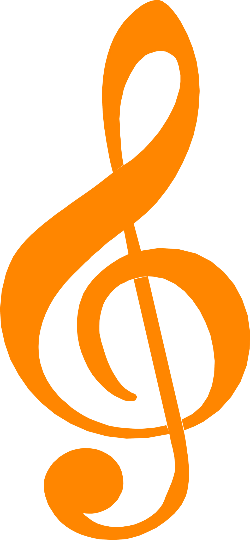 Bright Orange Treble Clef Musical Symbol Clipart Design for Musical Compositions