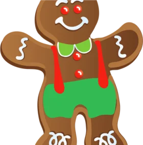 Cheerful Christmas Gingerbread Man Clipart with Festive Holiday Costume Design
