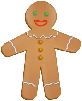 Cheerful Classic Gingerbread Man Clipart with Whimsical Decorative Details