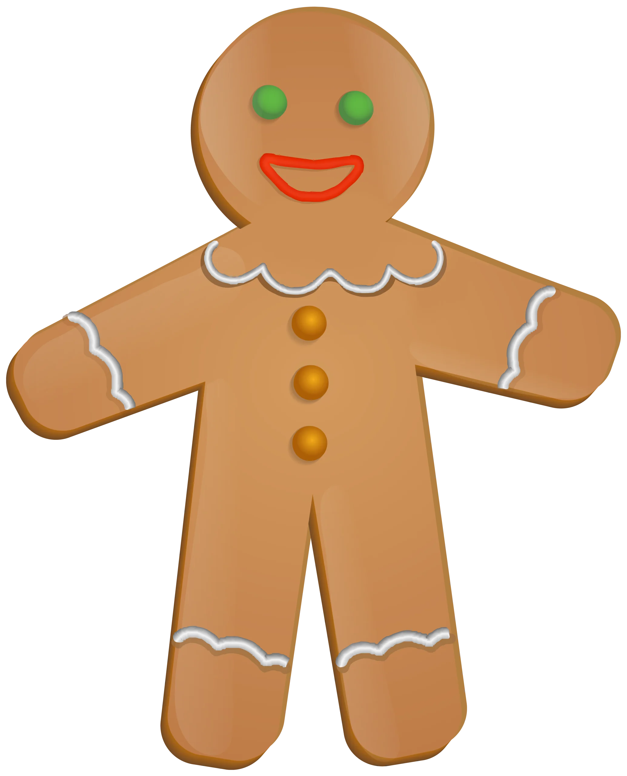 Cheerful Classic Gingerbread Man Clipart with Whimsical Decorative Details