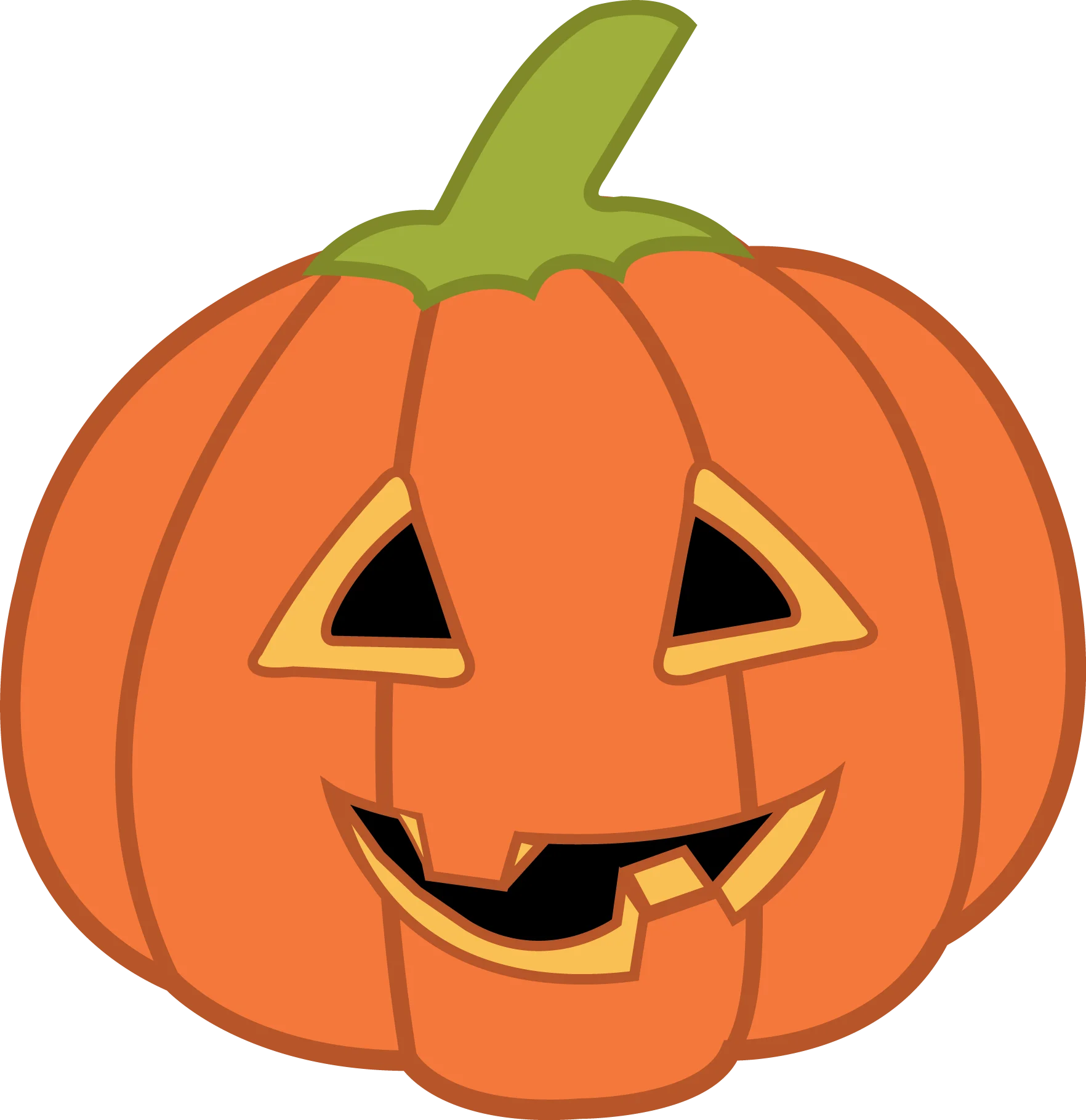 Cheerful Classic Halloween Jack-o'-Lantern Cartoon Clipart Design with Playful Grin