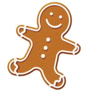 Cheerful Gingerbread Man Clipart - Classic Holiday Cookie Character Design