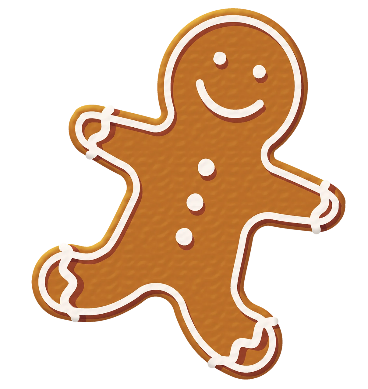 Cheerful Gingerbread Man Clipart - Classic Holiday Cookie Character Design