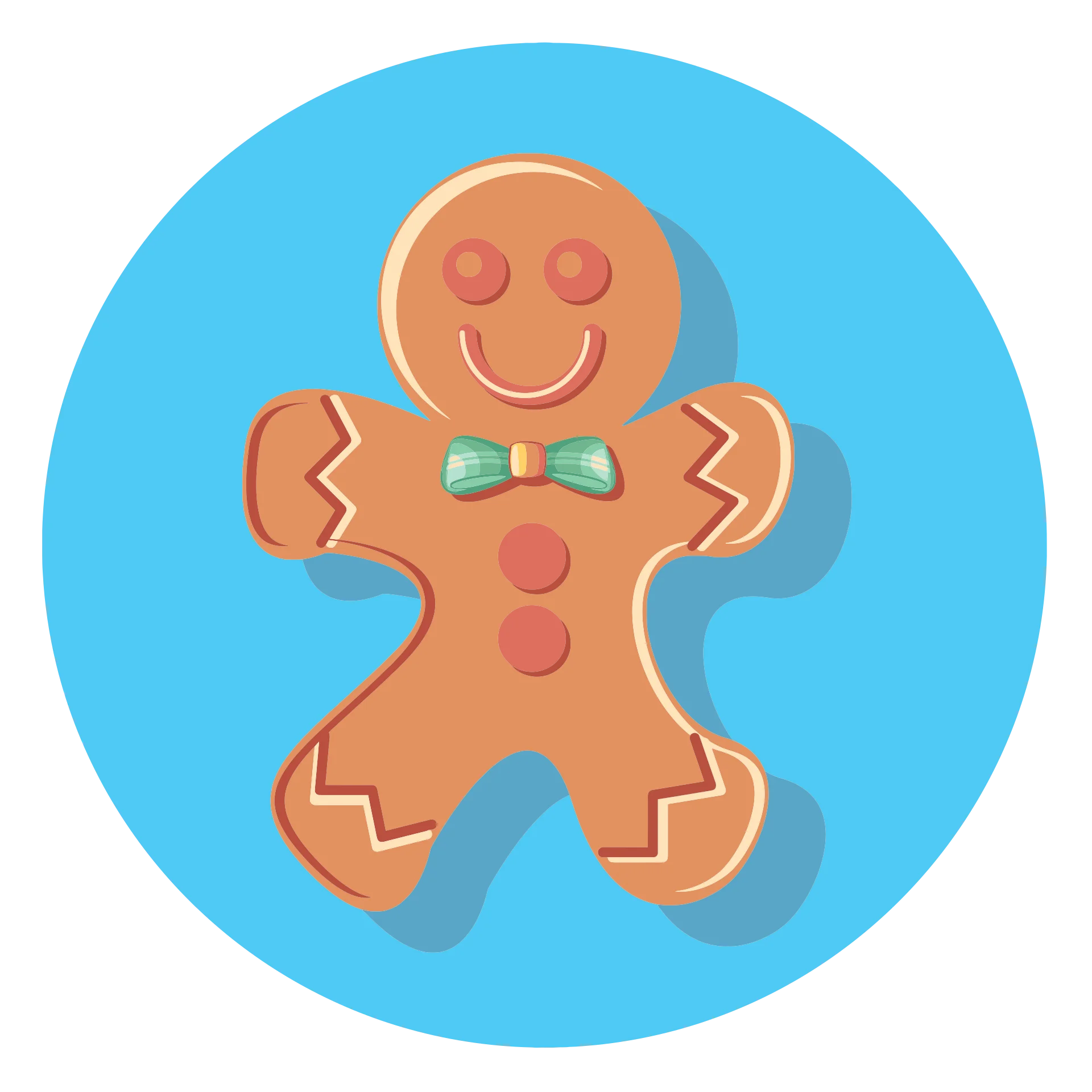 Cheerful Gingerbread Man Clipart with Adorable Bow Tie and Friendly Expression
