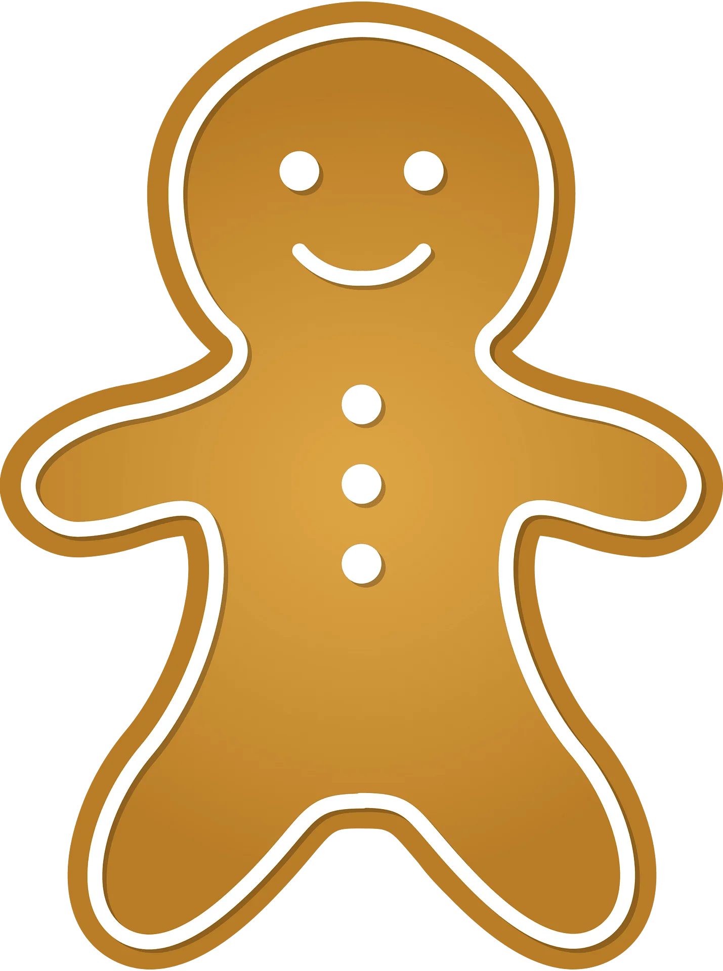 Cheerful Golden-Brown Gingerbread Man Clipart with Warm Smile