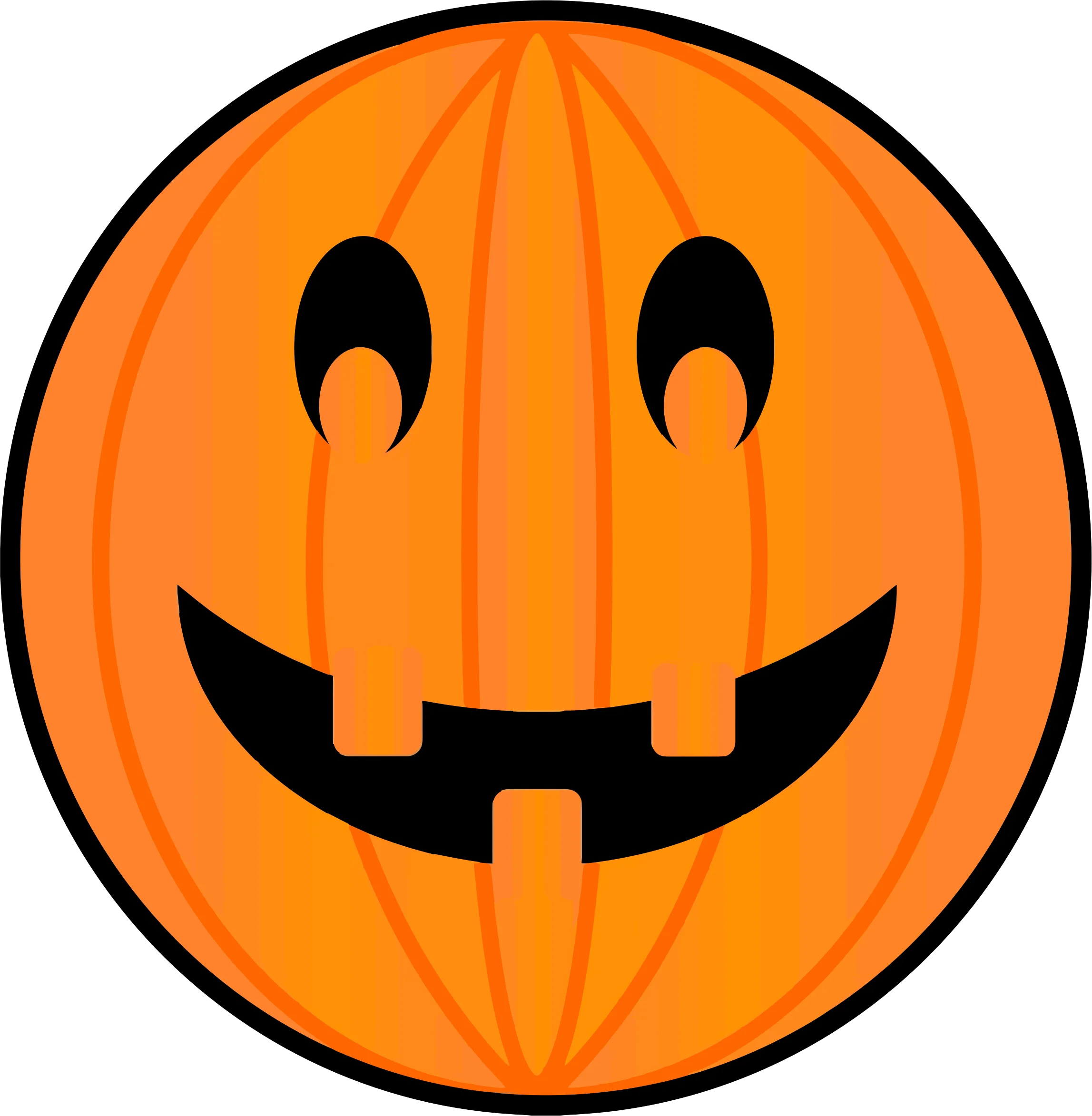 Cheerful Halloween Jack-o'-Lantern Clipart with Friendly Carved Smile and Playful Expression