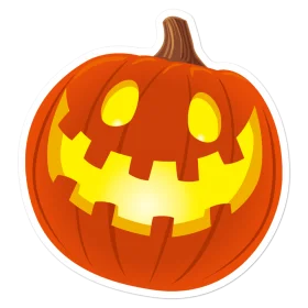 Cheerful Halloween Jack-o'-Lantern Clipart with Glowing Cartoonish Expression