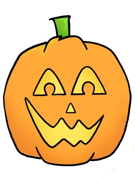 Cheerful Halloween Jack-o'-Lantern Clipart with Playful Carved Expression