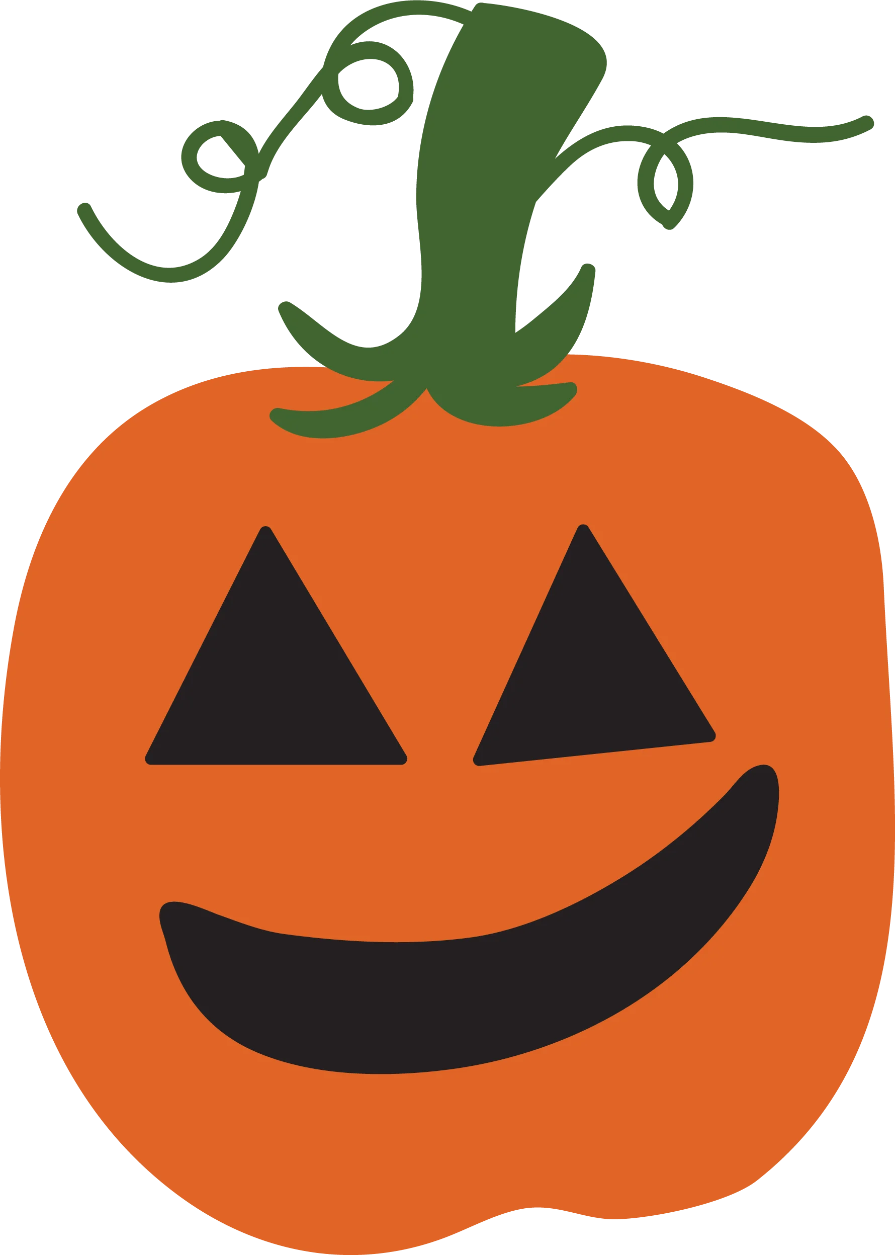 Cheerful Halloween Jack-o'-Lantern Clipart with Whimsical Curly Stem