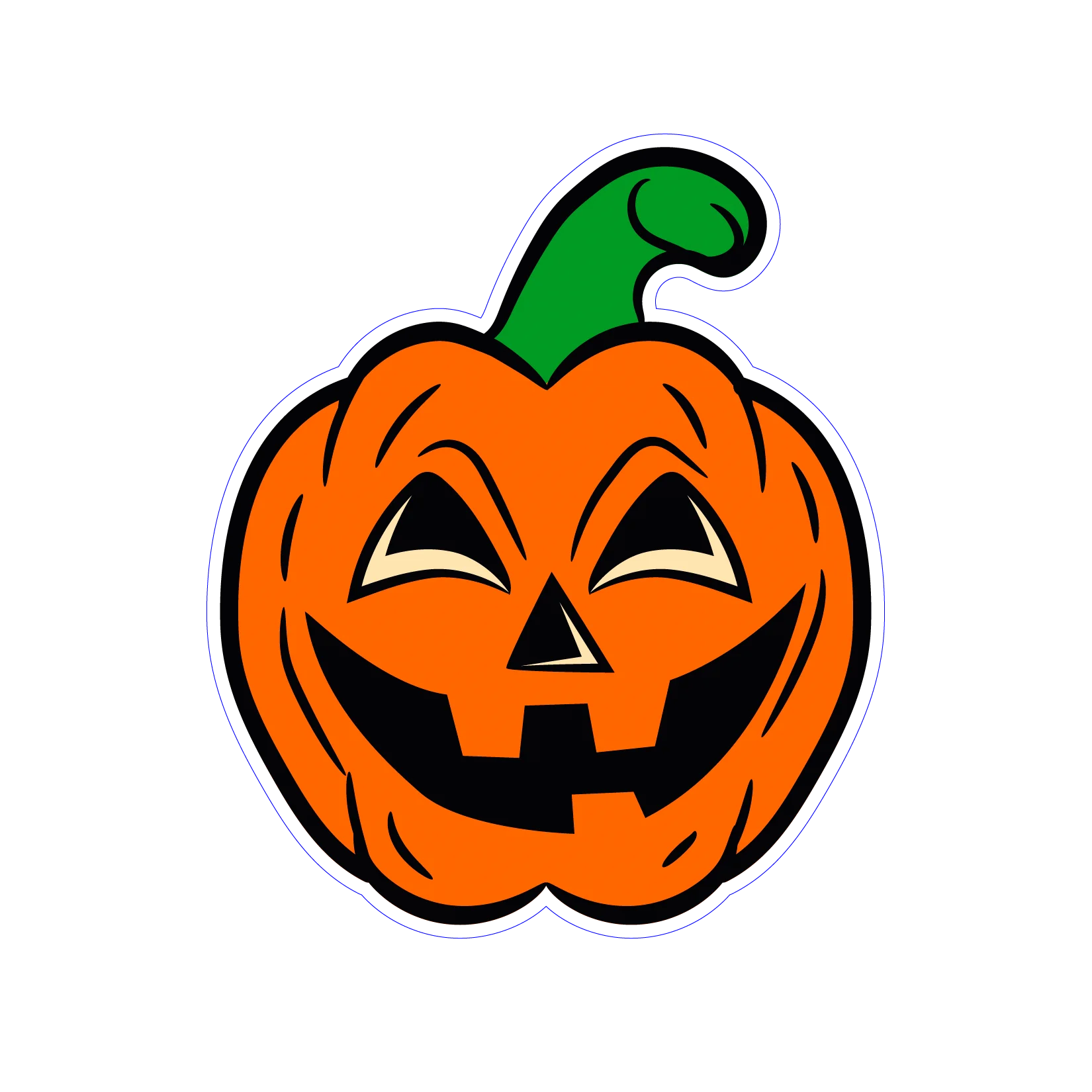 Cheerful Halloween Jack-o'-Lantern Clipart with Whimsical Green Stem Design