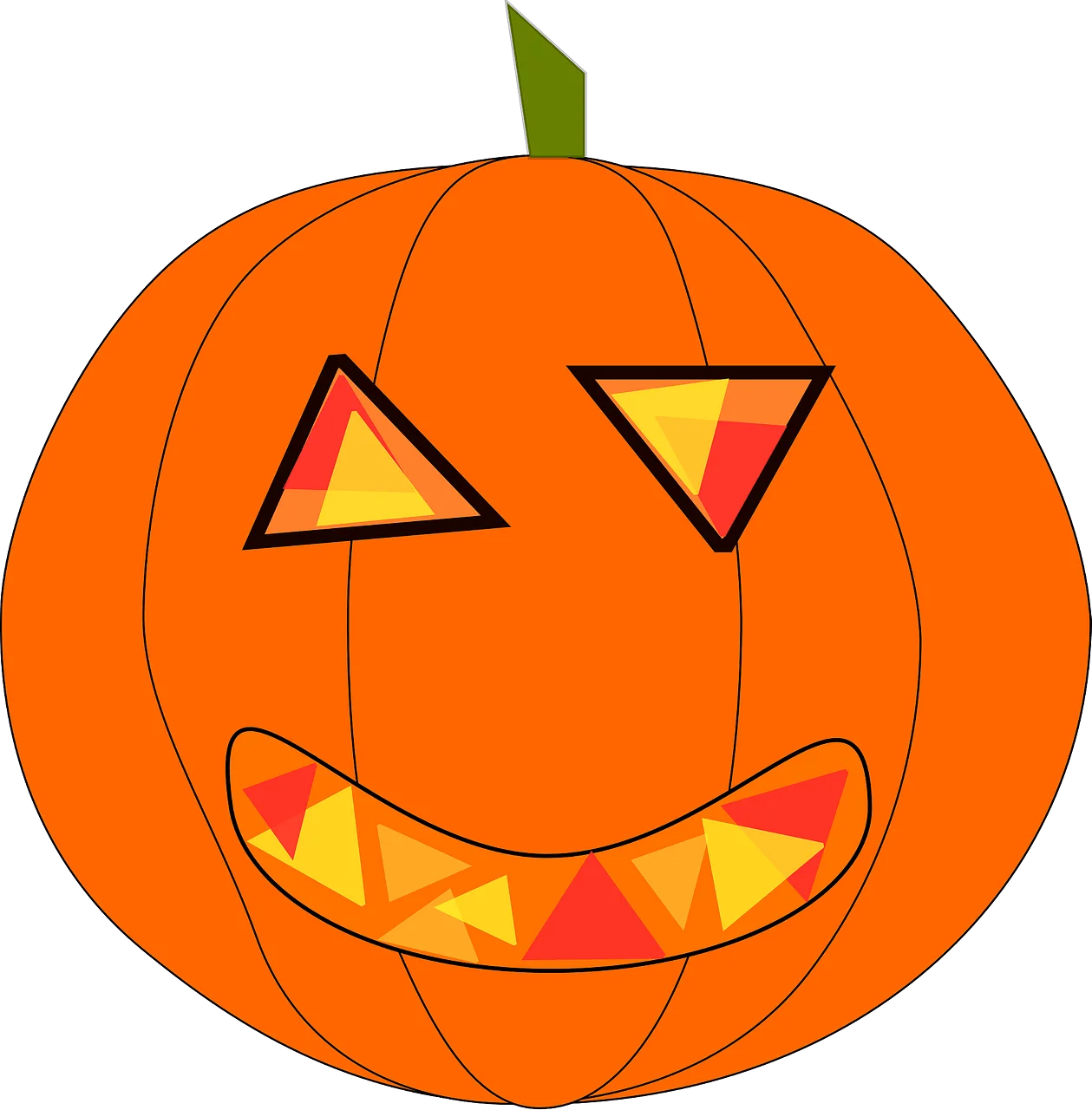 Cheerful Halloween Jack O'Lantern Clipart with Geometric Triangular Features