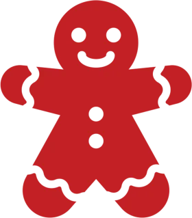 Cheerful Red Gingerbread Woman Clipart Design for Holiday Crafts and Decorations
