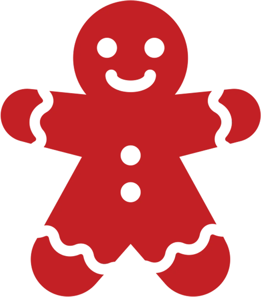 Cheerful Red Gingerbread Woman Clipart Design for Holiday Crafts and Decorations