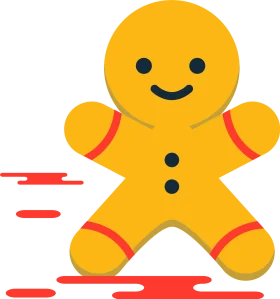 Cheerful Yellow Gingerbread Man Clipart with Playful Motion Lines