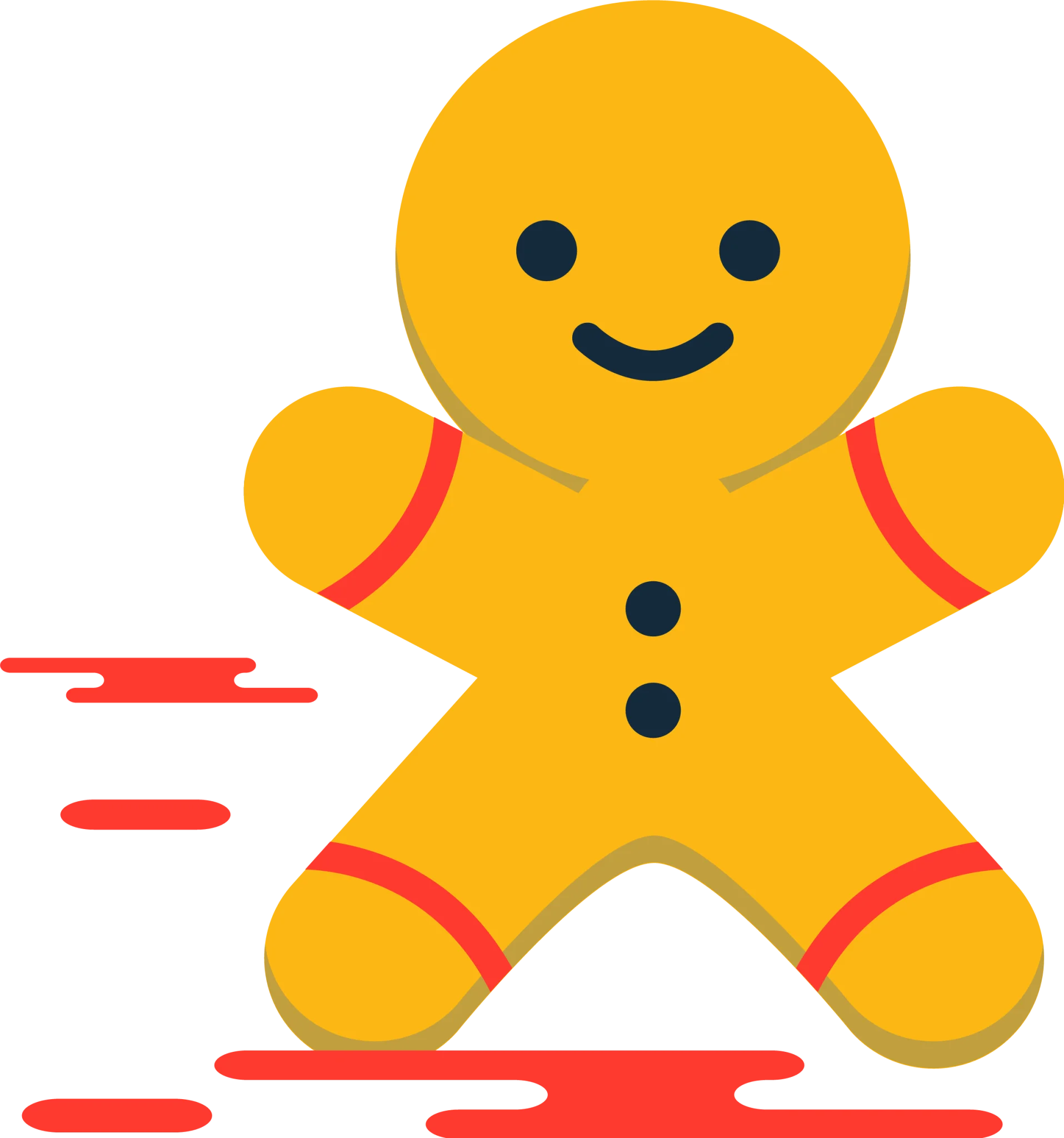 Cheerful Yellow Gingerbread Man Clipart with Playful Motion Lines