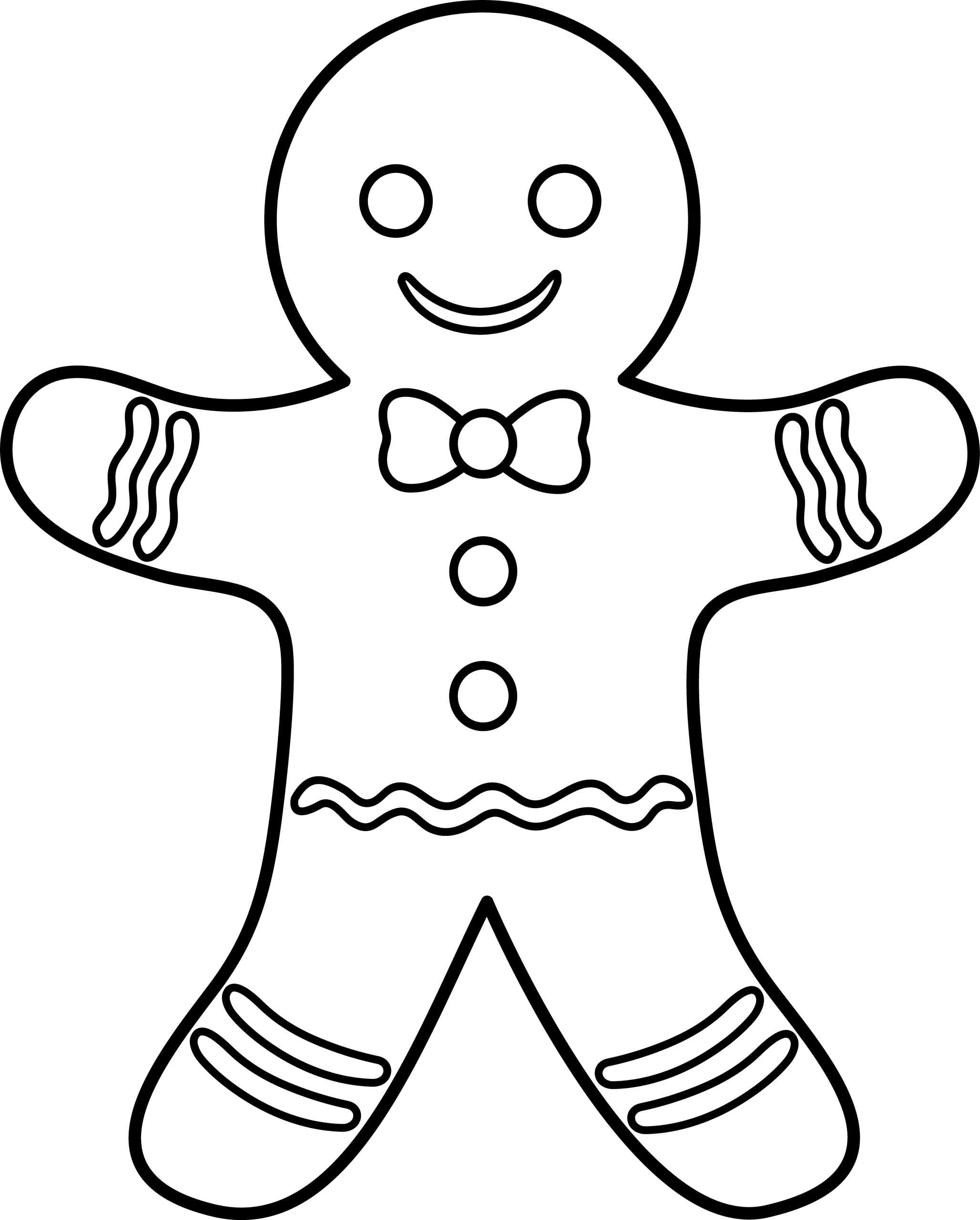 Classic Black and White Gingerbread Man Clipart with Cheerful Expression