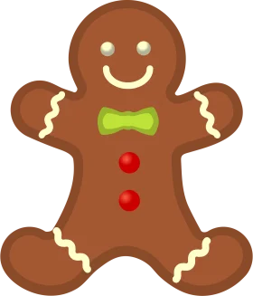 Classic Cheerful Gingerbread Man Clipart with Festive Holiday Decoration