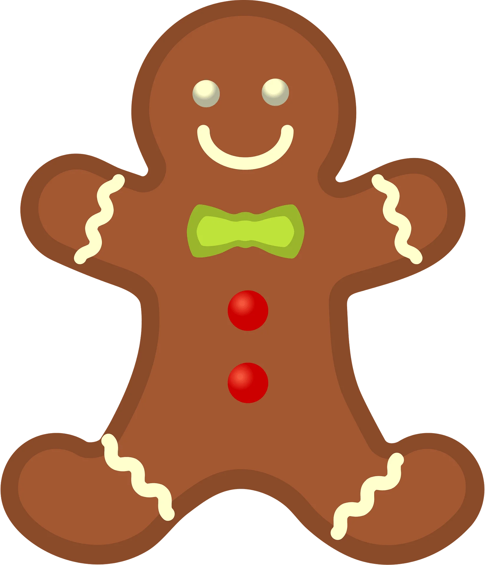 Classic Cheerful Gingerbread Man Clipart with Festive Holiday Decoration