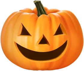 Classic Halloween Jack-o'-Lantern Clipart with Cheerful Carved Pumpkin Design