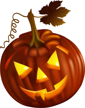 Classic Halloween Jack-o'-Lantern Clipart with Glowing Triangular Eyes and Smile