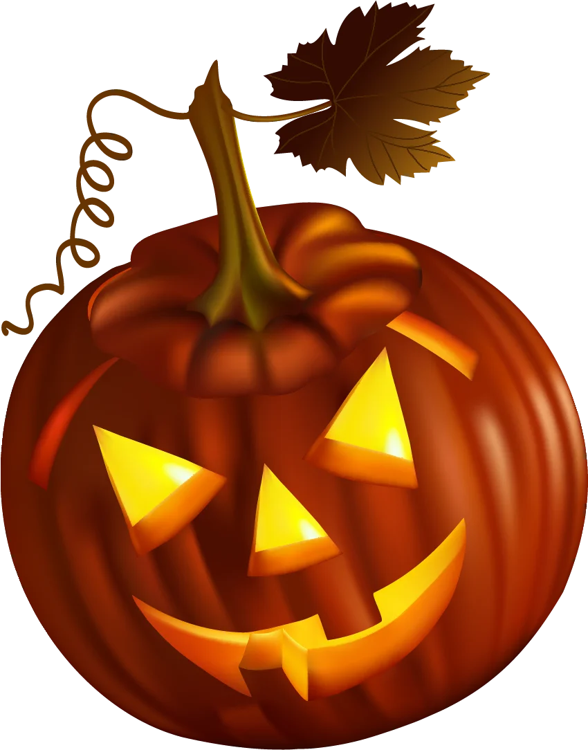 Classic Halloween Jack-o'-Lantern Clipart with Glowing Triangular Eyes and Smile