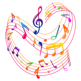 Colorful Musical Notes Dance Swirling Harmony Clipart Design Illustration